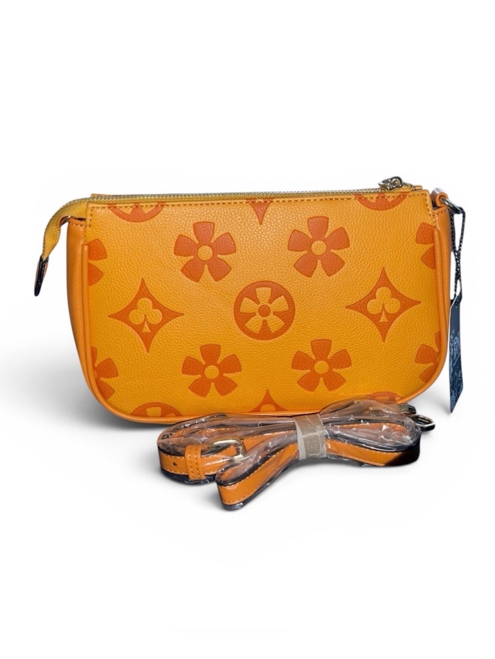 FANTASTIC BOHO ORANGE FLORAL MINIMALIST CROSSBODY BAG - Picture 3 of 4